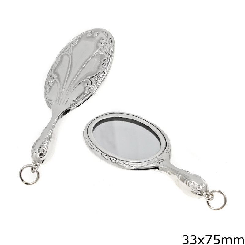 Silver 925 Decorative Mirror Oval 33x75mm