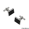 Stainless Steel Rectangle Cufflinks with Stripes 13x18mm