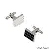 Stainless Steel Rectangle Cufflinks with Stripes 13x18mm