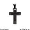 Stainless Steel Pendant Double Cross 6x22x31mm
