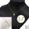 Stainless Steel Set of Necklace 4-leaf Clover 8mm, 45cm , with Bracelet 17cm and Earrings 
