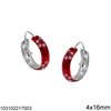 Σκουλαρίκια Ασημένια 925 Κρίκοι με Σμάλτο 4x16mm