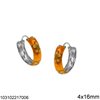 Σκουλαρίκια Ασημένια 925 Κρίκοι με Σμάλτο 4x16mm
