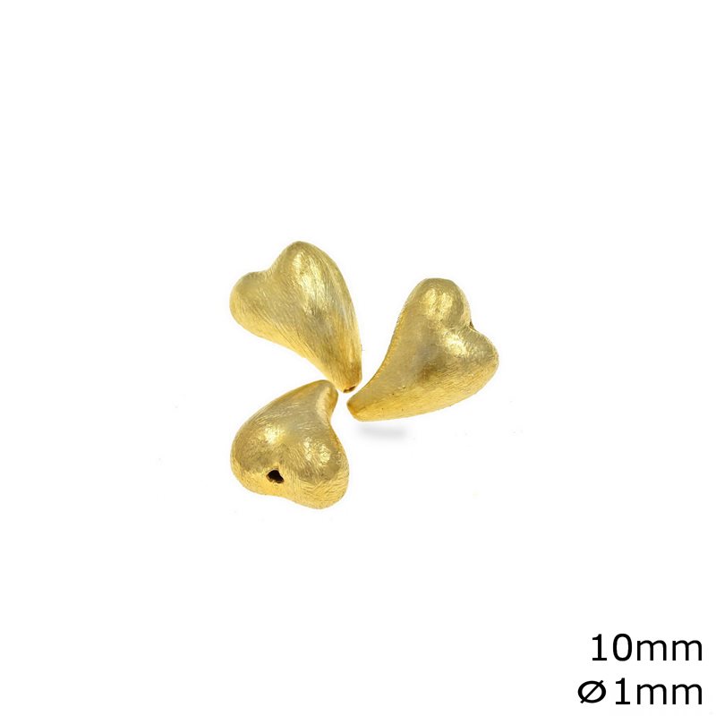 Silver 925 Curved Heart Bead 10mm with Hole 1mm