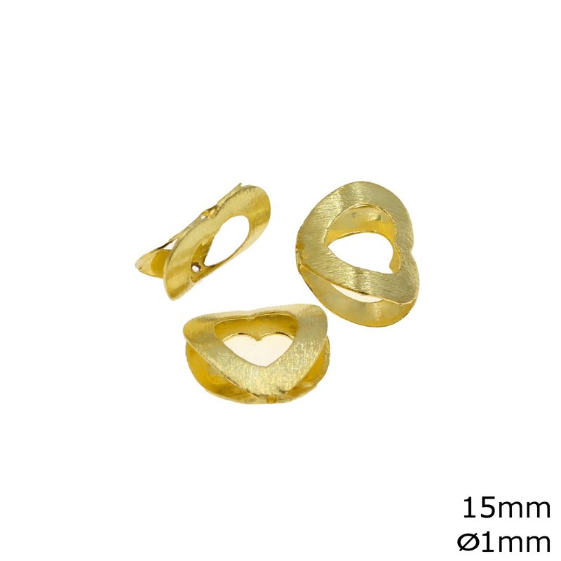 Silver 925 Finding Outline Style Double Heart 15mm with Hole 1mm