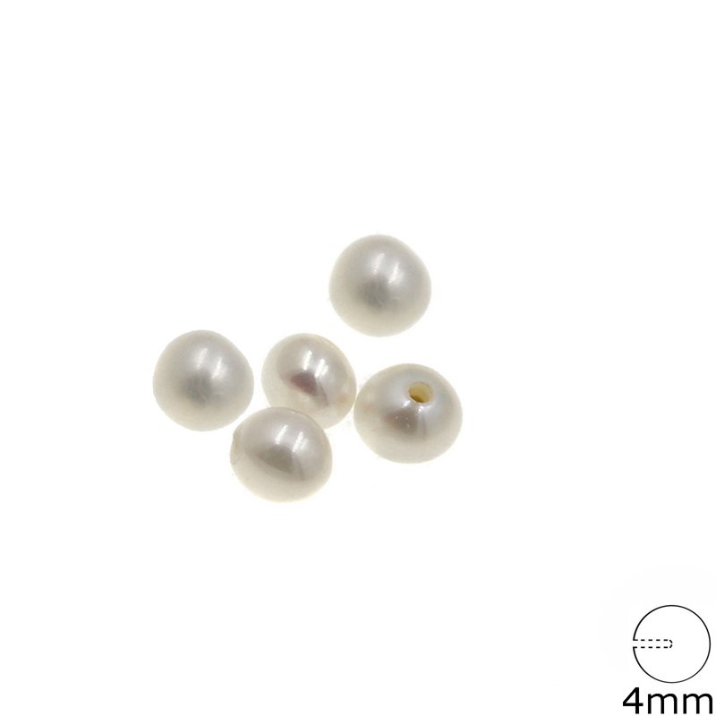 Mop-shell Half-Drilled Bead 4mm Pearl Plated