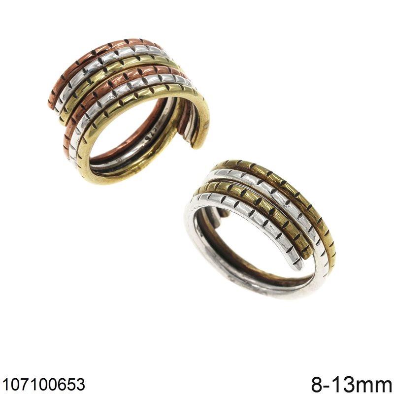 Δαχτυλίδι Ασημένιο 925 με Μπρούτζο 8-13mm