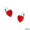 Stainless Steel Hook Earrings with Faceted Heart 15mm