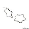 Silver 925 Hoop Earrings Star with Enamel 2x20mm