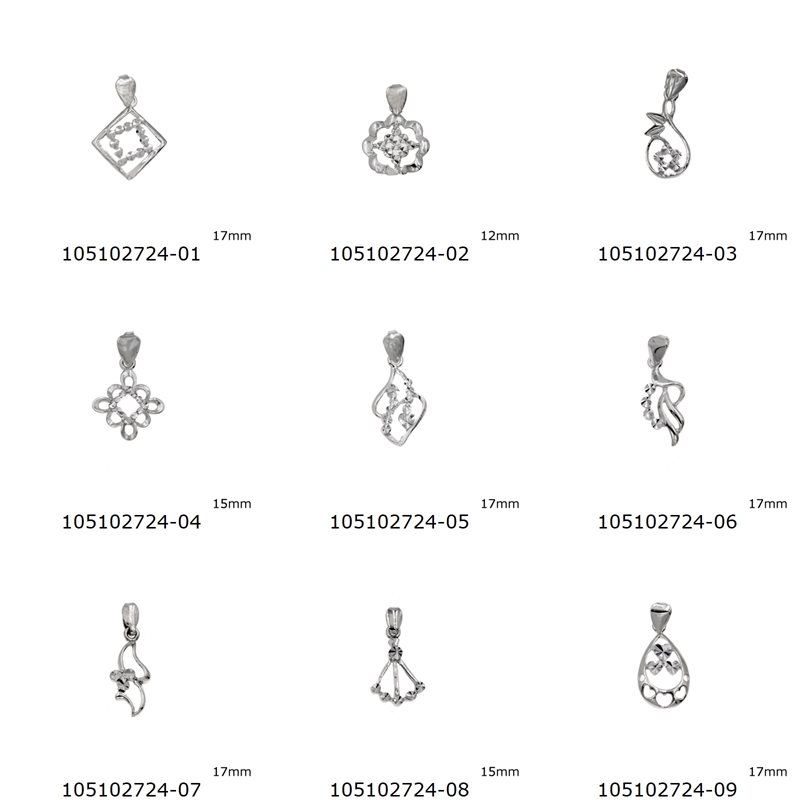 Μενταγιόν Ασημένιο 925 Διαμαντέ σε Διάφορα Σχέδια 12-17mm