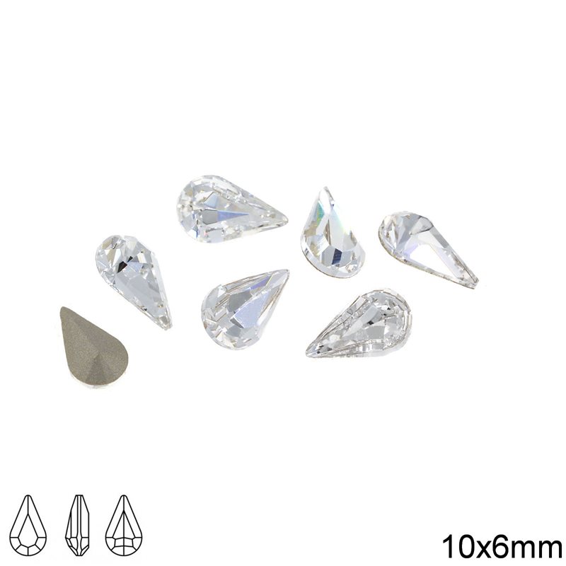Pearshape Rhinestone 10x6mm MAXIMA Crystal, Preciosa