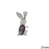 Silver 925 Pendant Rabbit with Oval Semi Precious Stone & Zircon 21mm