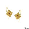 Silver 925 Hook Earrings Byzantine Square with Zircon 10mm