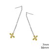 Silver 925 Earrings with Chain 56mm and Enameled Motif