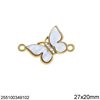Casting Spacer Butterfly with Rhinestones 27x20mm