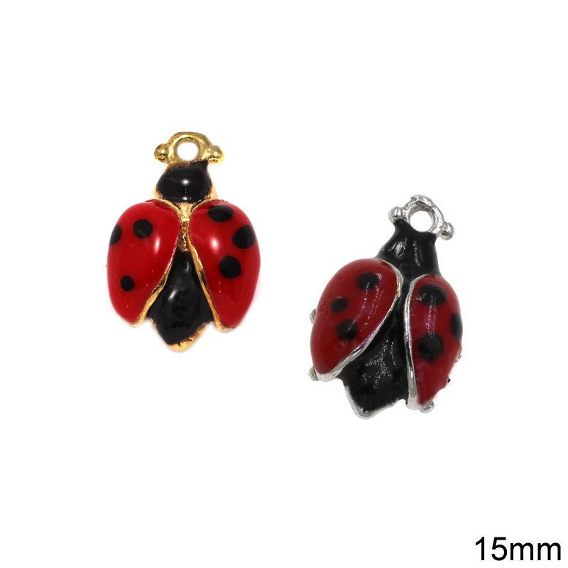 Casting Pendant Ladybug with Enamel 15mm