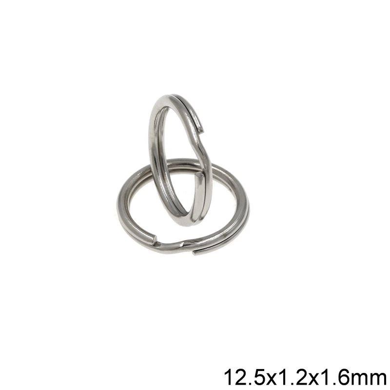 Iron Split Ring Rounded Wire 12.5x1.2x1.6mm, Nickel color