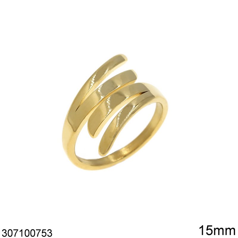 Δαχτυλίδι Ατσάλινο Γλώσσες Αντικριστές 15mm, Χρυσό