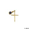 Gold Pendant Cross 1.4cm with Evil Eye K14 0.4gr