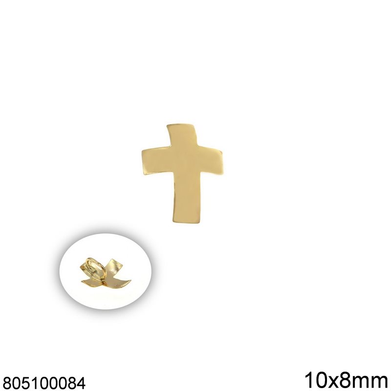 Gold Pendant Curved Cross 10x8mm K14  0.12gr