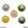 Semi Precious Round Pendant Cat Eye with Freshwater Pearl 28mm