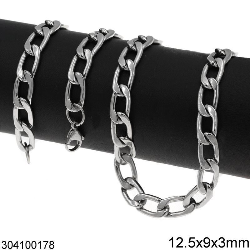 Stainless Steel Gourmette Chain 12.5x9x3mm