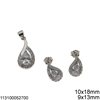 Silver 925 Pearshaped Set  Earrings 9x13mm & Pendant 10x18mm
