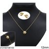 Stainless Steel Set of Necklace, Bracelet and Earrings 12mm with Pearl