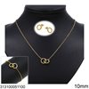 Stainless Steel Set of Necklace & Earrings Rings 10mm, 45cm