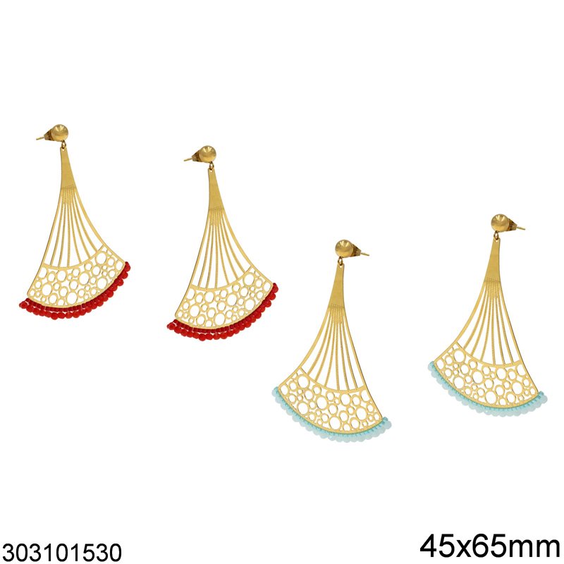 Σκουλαρίκια Ατσάλινα Δαντελωτά με Ροδέλες 46x65mm 