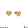 Stainless Steel Earring Stud Heart Embossed with Hole 9mm