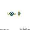 Casting Round Evil Eye Spacer with Enamel Two Sided 9x4.5x3.5mm 