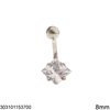 Stainless Steel Belly Button Ring with Rhombus Zircon 4-8mm 