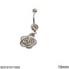 Stainless Steel Belly Button Ring with Hanging Elements 15mm