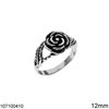 Silver 925 Ring Rose 12mm, Oxidised