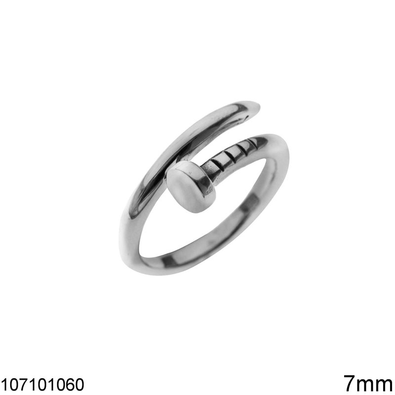 Silver 925 Ring Nail 7mm, Oxidised