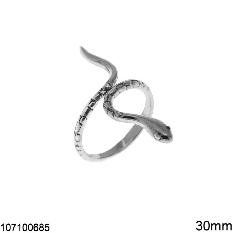 Δαχτυλίδι Ασημένιο 925 Φίδι 30mm, Οξυντέ