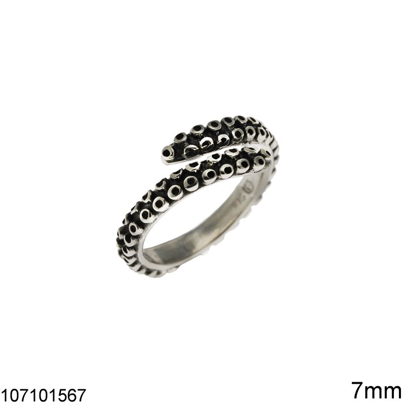 Silver 925 Ring Octapus Tentacle 7mm