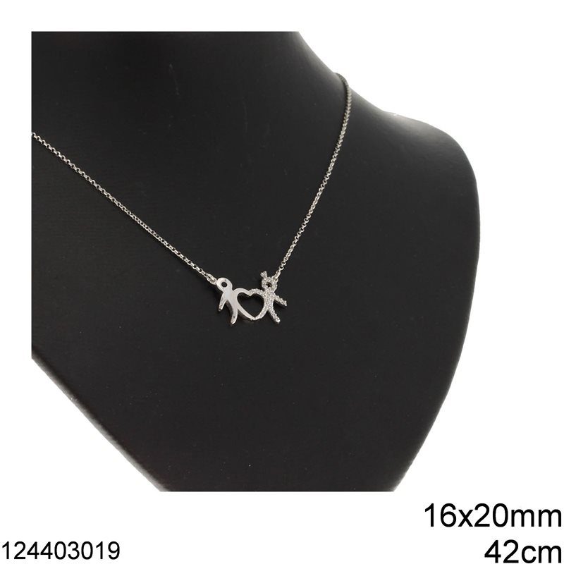 Silver 925 Necklace Kids with Zircon 16x20mm, 42cm