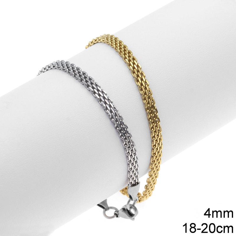 Stainless Steel Bismarck Chain Bracelet 4mm