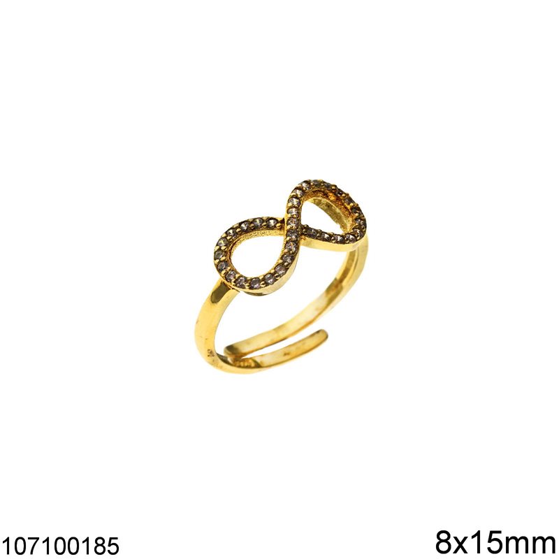 Δαχτυλίδι Ασημένιο 925 Απειρο με Ζιργκόν 8x15mm
