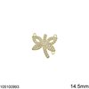 Silver 925 Spacer Butterfly with Zircon 14.5mm