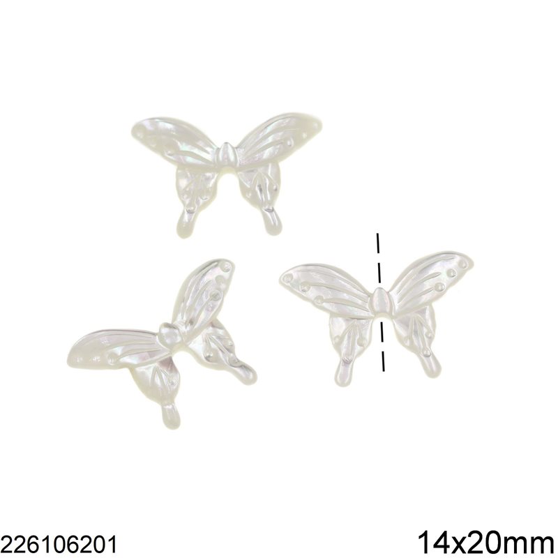 MOP Shell Butterfly Bead 14x20mm
