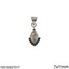 Silver 925 Pendant Pearshaped with Semi Precious Stones 7x11mm