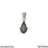 Silver 925 Pendant Pearshaped with Semi Precious Stones 7x11mm