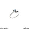 Silver  925 Ring with Navette  Stone 4χ6mm