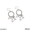 Silver 925 Earring Hoops with Hanging Elements 40mm