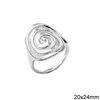 Silver  925 Ring Oval Spiral 20x24mm