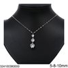 Stainless Steel Necklace 3 Motif with Stone 5-8-10mm