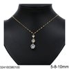 Stainless Steel Necklace 3 Motif with Stone 5-8-10mm